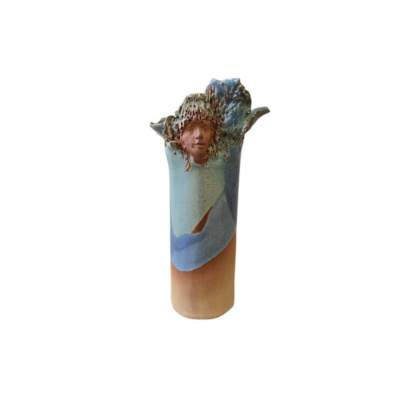 Ceramic Face Saint P.R. Vase Signed